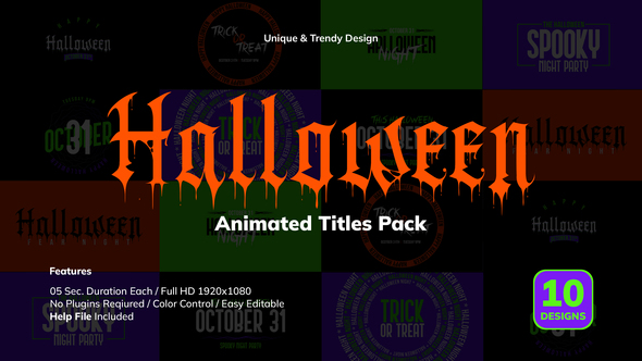 Halloween Titles Pack Titles template preview