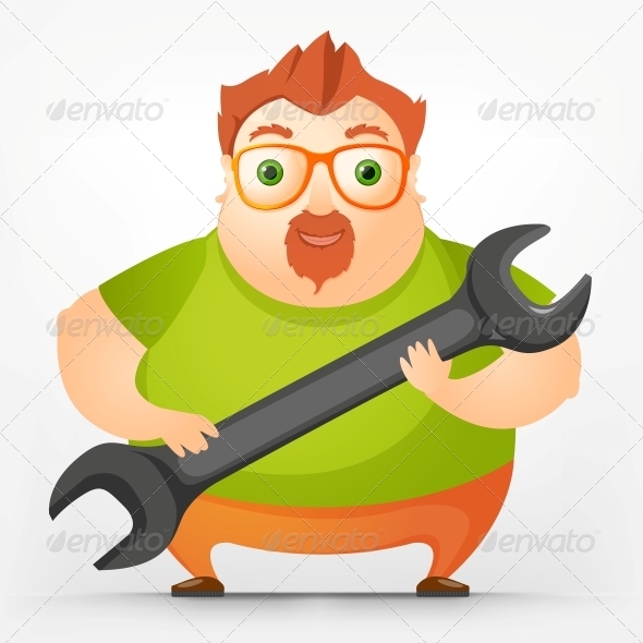 Cheerful Chubby Man - People Characters