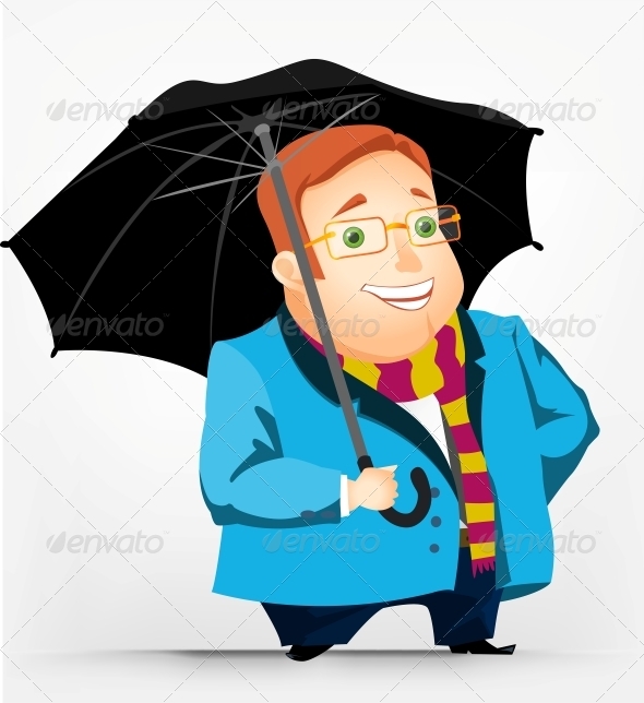 Cheerful Chubby Man - People Characters
