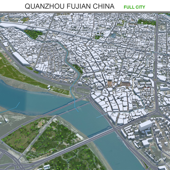 Quanzhou city Fujian China 3d model 40km