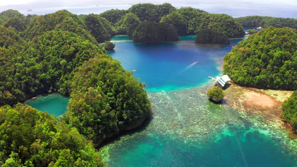 Aerial View of Sugba Lagoon. Beautiful Landscape with Blue Sea Lagoon, National Park, Siargao Island alt