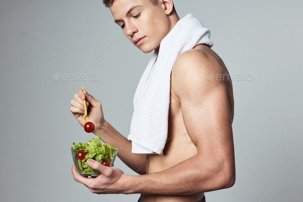 cute sports guy yeast salad healthy eating vegetarian