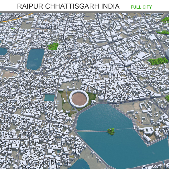Raipur city Chhattisgarh India 3d model 30km