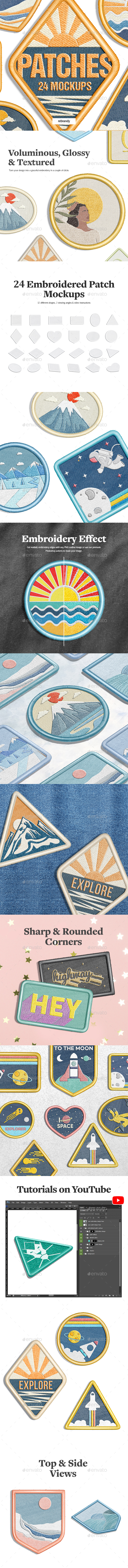 Embroidery Effect Patch Mockups Set By rebrandy