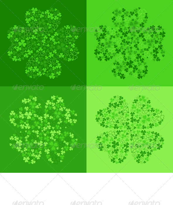 Vector Green Seamless Background with Clover - Backgrounds Decorative