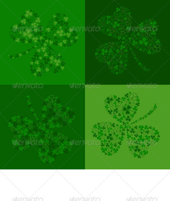 Vector Green Seamless Background with Clover - Backgrounds Decorative
