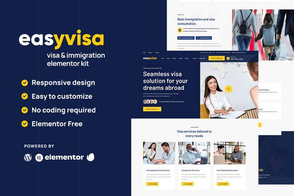 Easyvisa - Visa & Immigration Elementor Template Kit