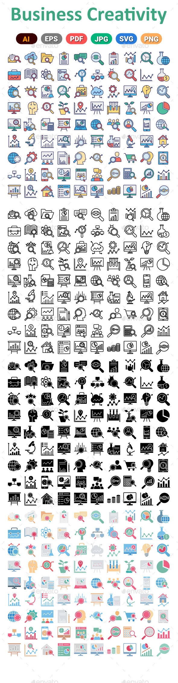 Explore And Analysis Vector icons set