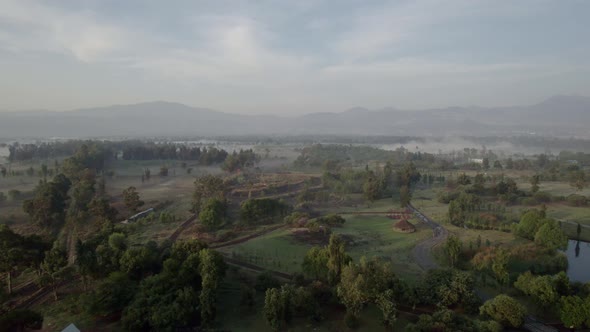 Mexico city, aerial CUEMANCO pond shot alt