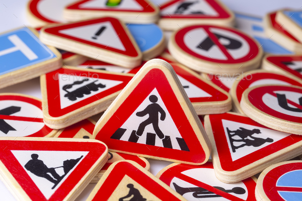 Different colored traffic signs isolated Stock Photo by esindeniz ...