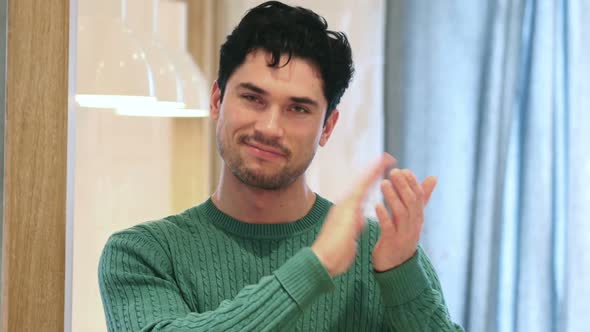 Clapping AfroAmerican Man Portrait of Applauding Man alt