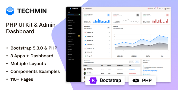 Techmin - PHP Bootstrap UI Kit & Admin Dashboard Template
