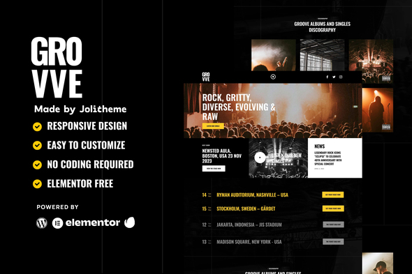 Grovve - Rock Band & Music Elementor Template Kit