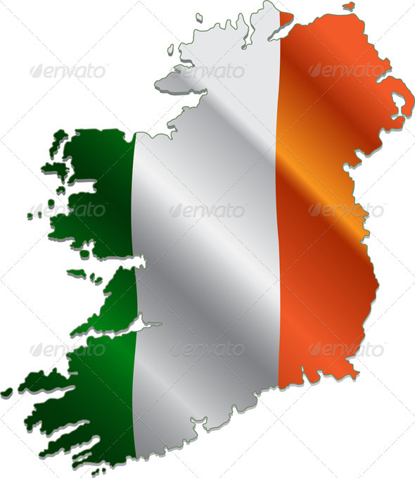 Ireland Map with Flag - Travel Conceptual