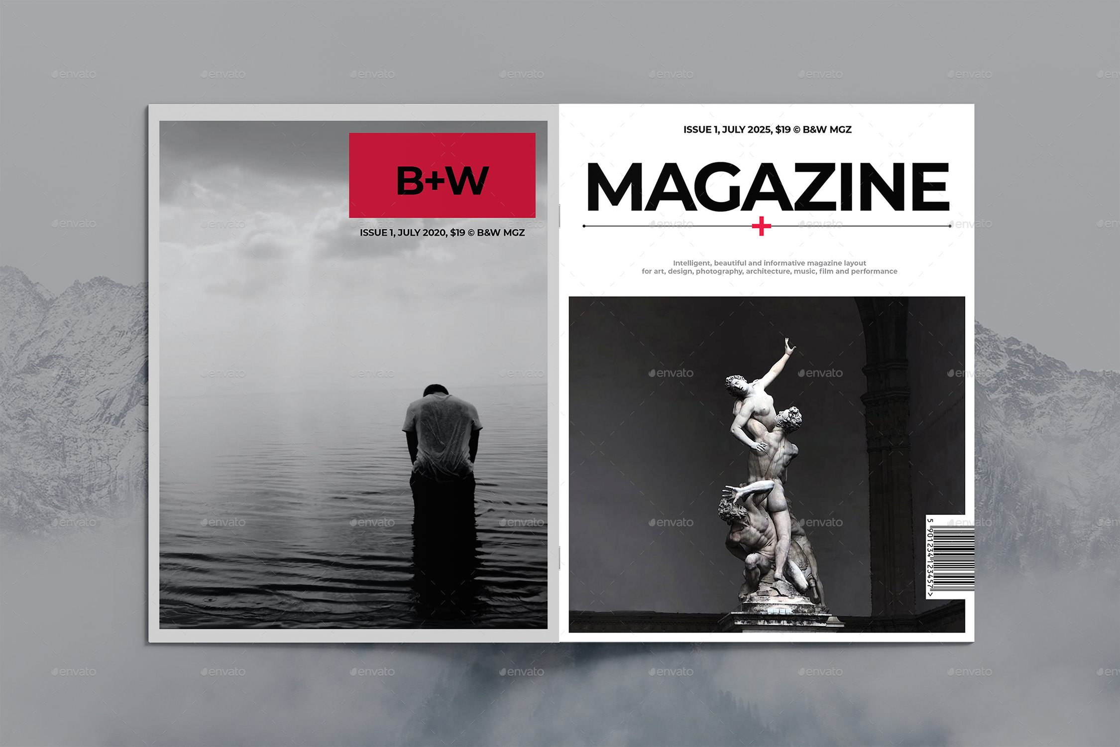 Magazine Sample Red Red Modern Magazine, Print Templates | GraphicRiver