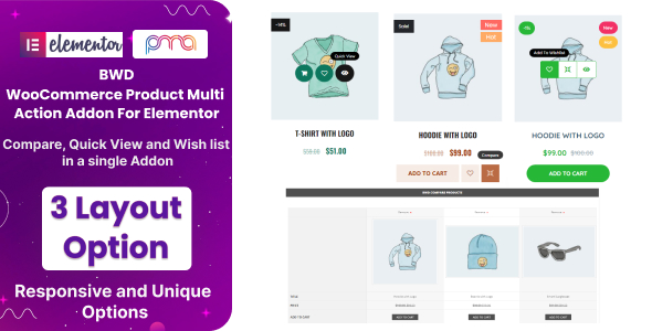 BWD WooCommerce Product Multi Action Addon For Elementor