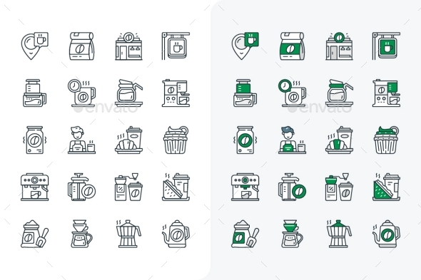 Coffee Shop Icons - Filled Line