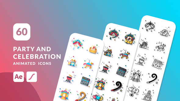 Party and Celebration Animated Icons | After Effects
