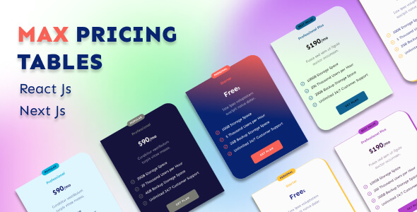 Max Pricing Tables - React Js and Next Js Version
