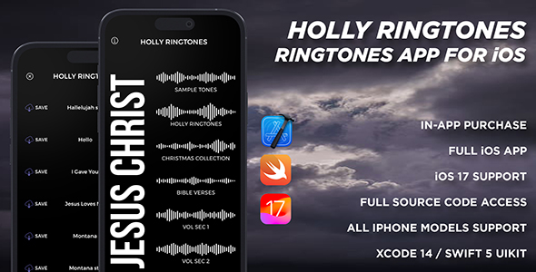 HollyRingTones App for iOS - Swift5, Full Source Code, In-App Purchase