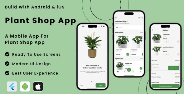 PlantShop App - Online Nurseries Plant Store Flutter | Android | iOS Mobile App Template