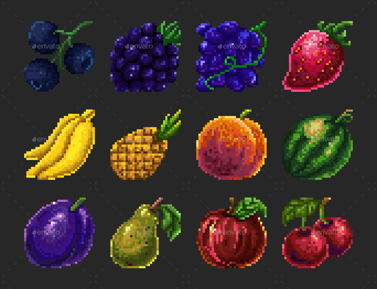 30 Pixel Art Harvest Season Icons, Game Assets | GraphicRiver