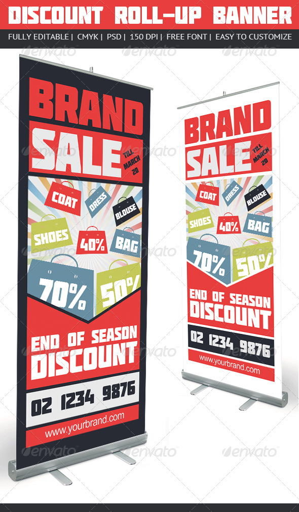 Discount Roll-Up Banner - Signage Print Templates