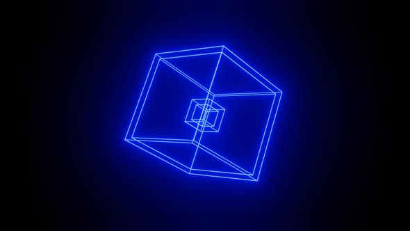 Abstract 3d Blue Cube Moving Animation