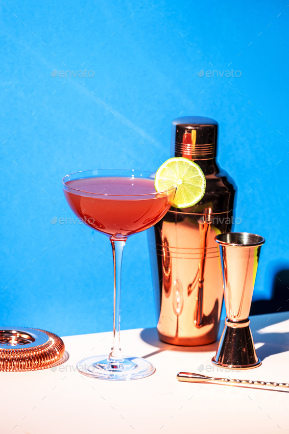 Siesta cocktail drink with tequila, grapefruit and lime juice, syrup