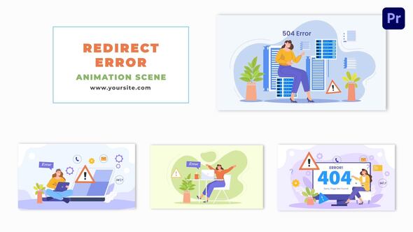 Error Page Redirection Flat Character Animation Scene