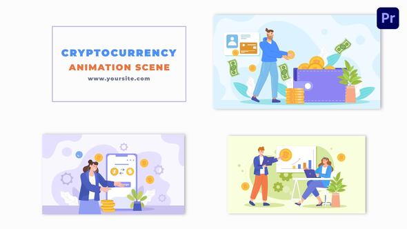 Cryptocurrency Exchange Process Flat Character Design Animation