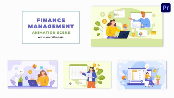 Flat Design Cartoon Character Financial Planning Animation Scene