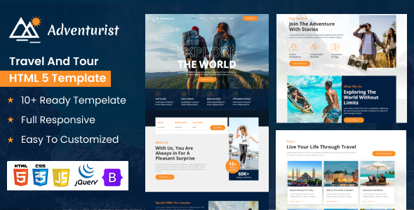 Adventurist - Travel & Tourism Agency HTML Template