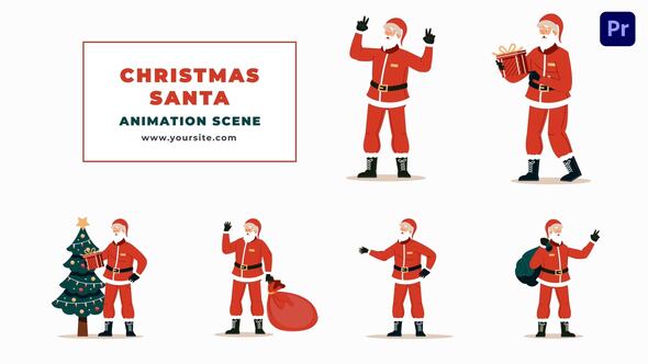 Flat Design Character 2D Santa Claus Animation Scene