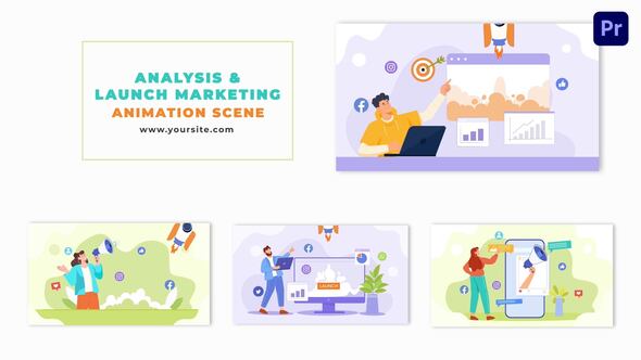 Startup Analysis and Launch Marketing Vector Animation Scene