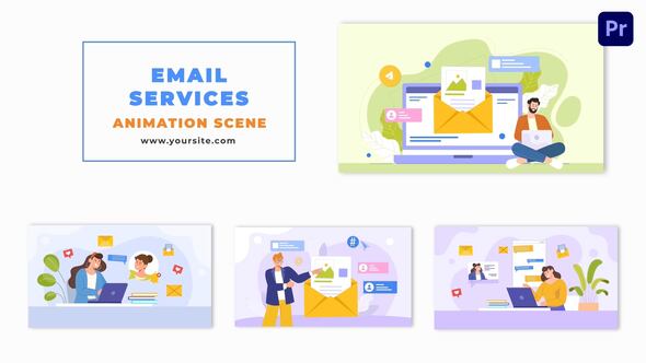 Vector 2D Design Email Marketing Strategy Animation Scene