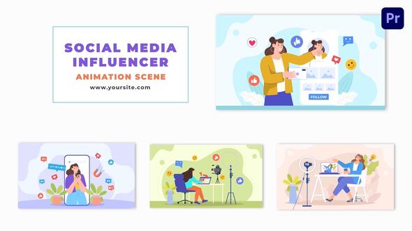 Social Media Influencer Flat Vector Animation Scene