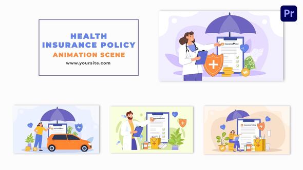 Animated Flat 2D Design Health Insurance Policy