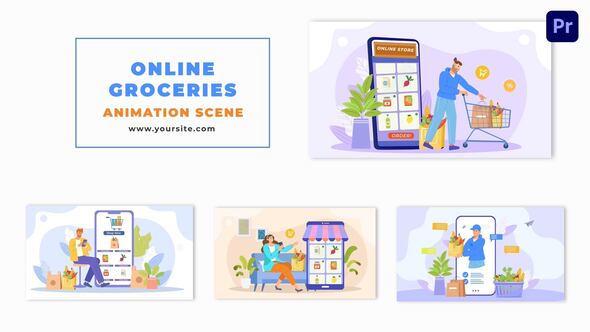 Grocery Delivery App Flat Vector Animation Scene