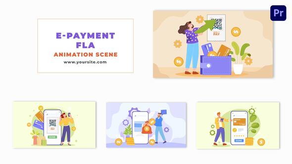 E Payment Concept Flat Design Animation Scene