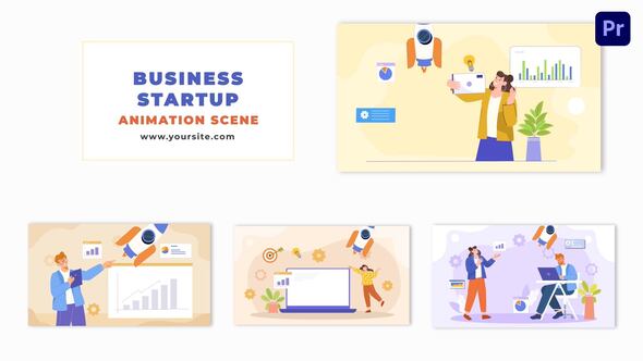New Business Startup Flat Character Animation Scene