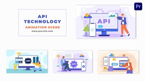 Flat Design API Technology Creating Character Animation Scene