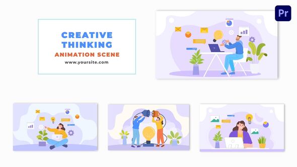 Creative Thinking Concept Flat 2D Animation Scene