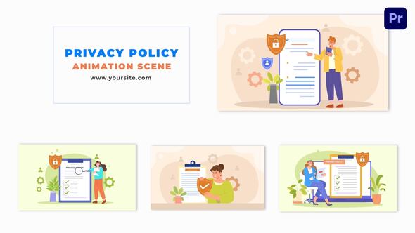 Privacy Policy Concept 2D Flat Design Animation Scene