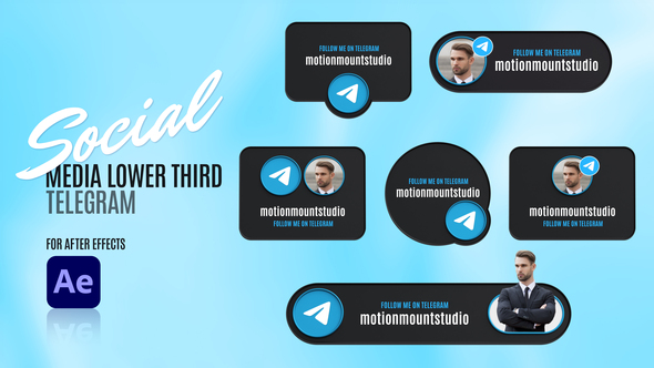 Social Media Lower Thirds - Telegram Elements template preview