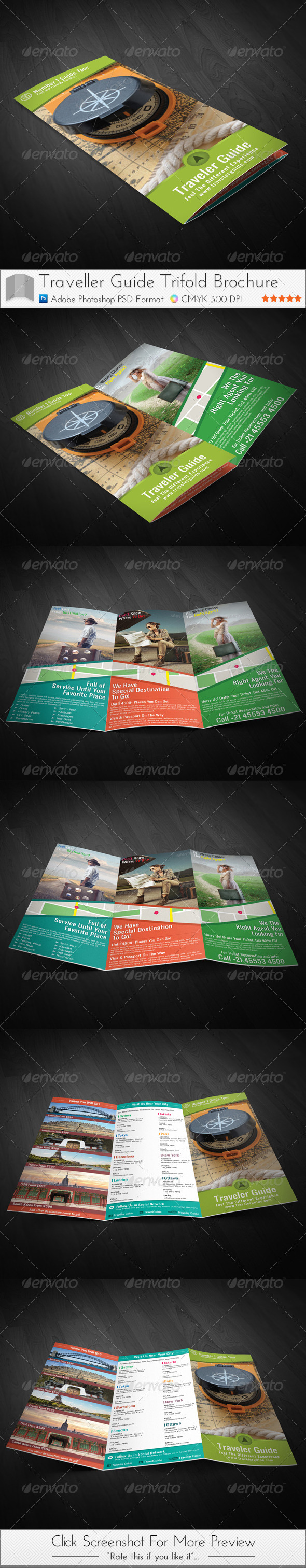 Traveler Guide Trifold Brochure - Brochures Print Templates