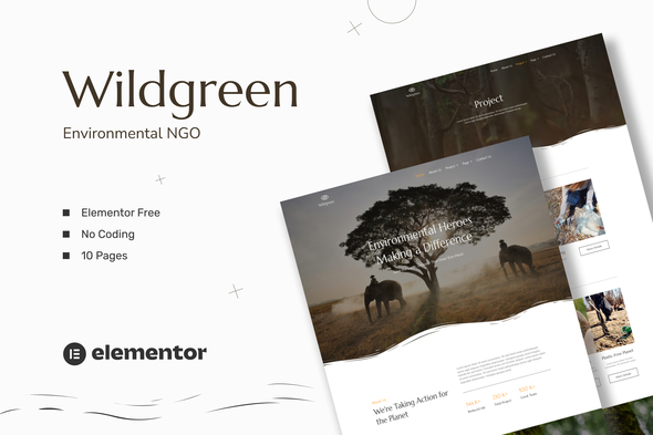 Wildgreen - Environmental NGO Elementor Template Kit