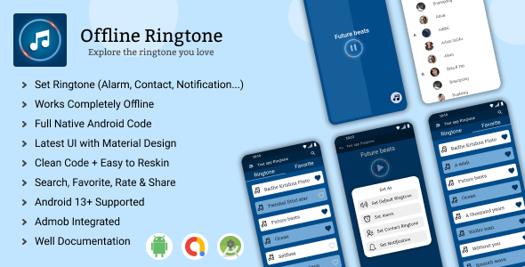 Android Offline Ringtones App | Template for Ringtone App | Ringtone App 2023 | Admob Ads
