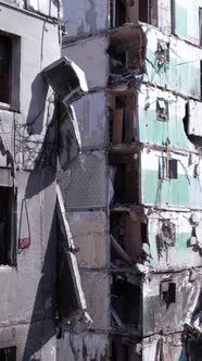 Vertical Video of War in Ukraine  Destroyed House alt