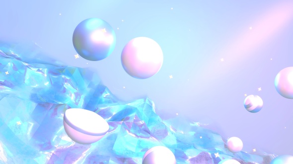 Abstract Glossy Terrain And Spheres alt